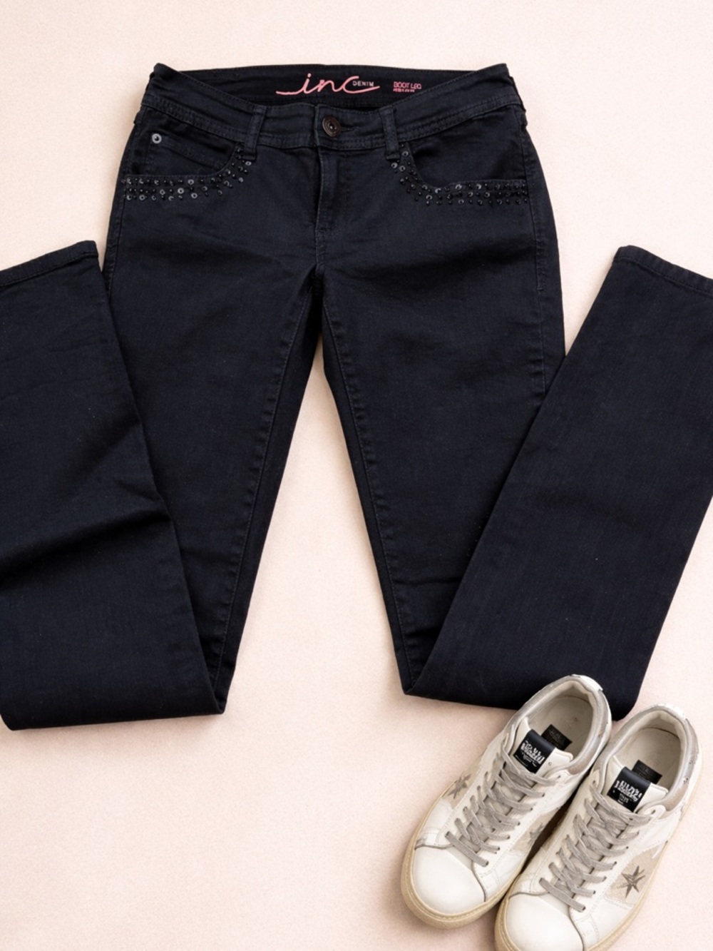 INC Women's Boot Leg Jeans - Black Size 0 NWOT